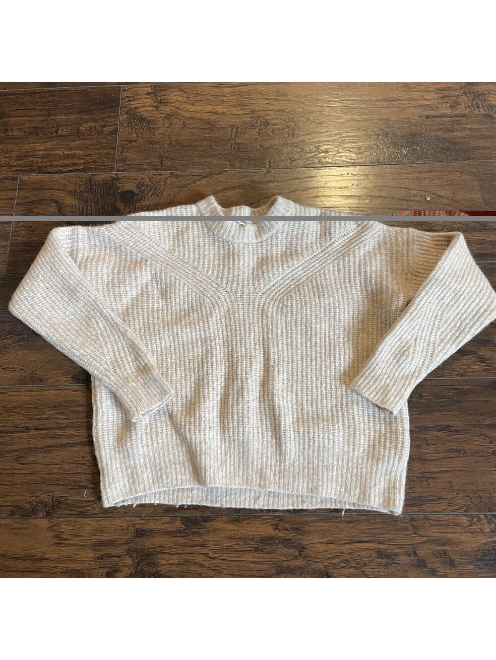 Madewell Sweater Womens S Belfiore Ribbed Knit Chunky Wool Camel Hair Pullover